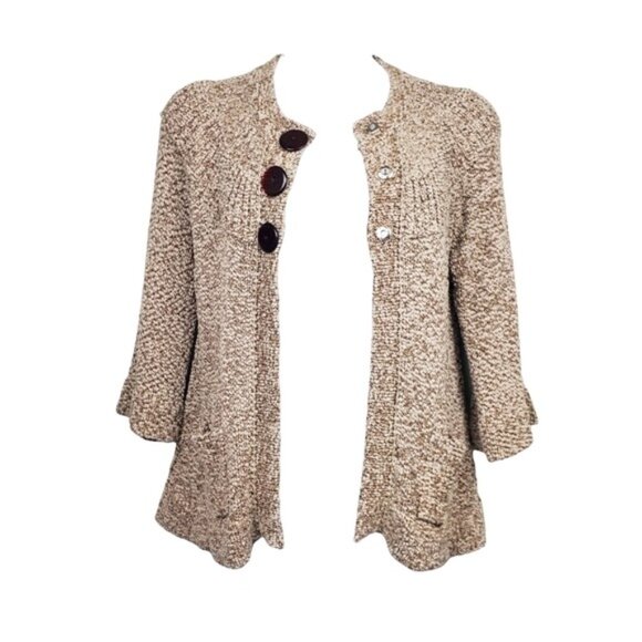 One Girl Who Womens Brown Flared Sleeve Tri-Button Knit Cardigan Sweater Size L - Picture 3 of 9